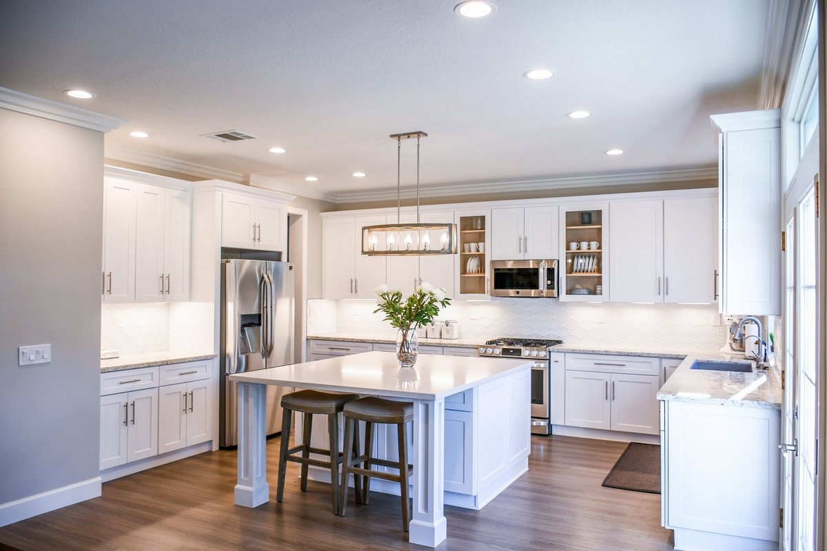 Bright modern kitchen — the kind of home featured in Lance's monthly newsletter